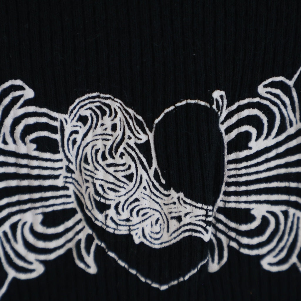 CHROME HEARTS(クロムハーツ) フローラルハートプリント コットン ノースリーブ タンクトップ #M ブラック レディース