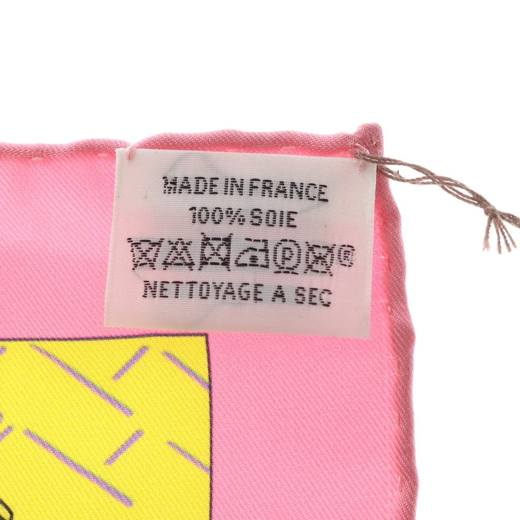 HERMES(エルメス) カレ90 ダブルフェイス スプラッシュパーク シルク スカーフ ピンク/イエロー レディース