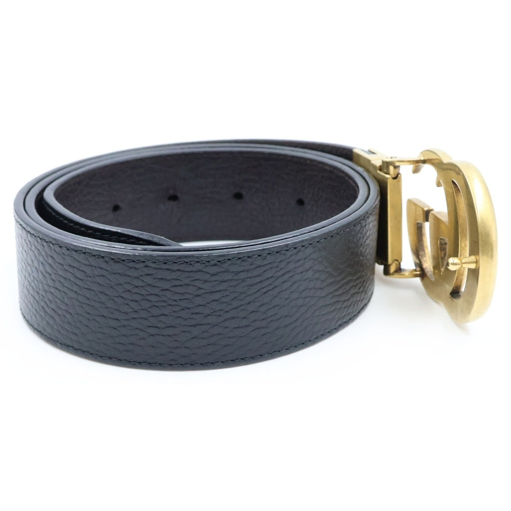 GUCCI(グッチ) ダブルG リバーシブル レザー ベルト ゴールド金具 ブラック/ブラウン 627055