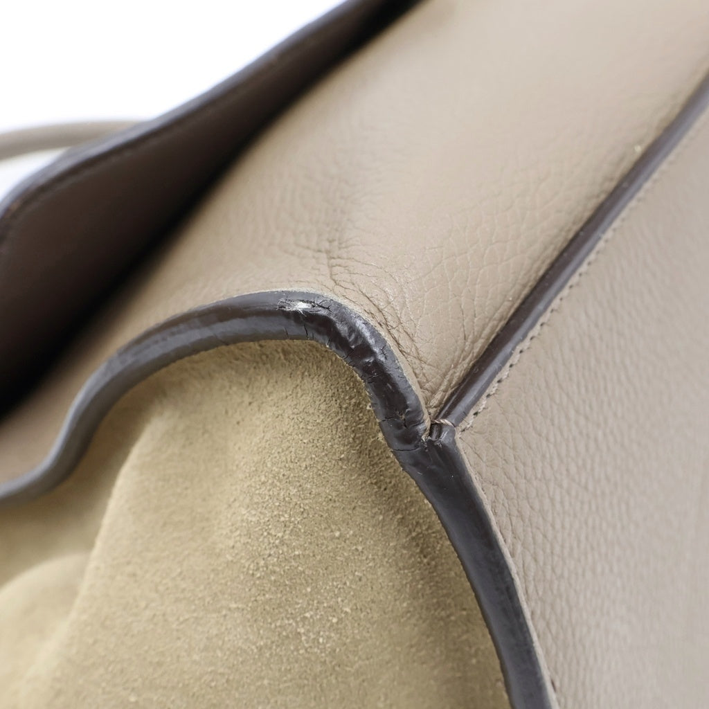 CELINE(セリーヌ) トラぺーズ 2WAYハンドバッグ ショルダーバッグ グレージュ レザー ×スエード シルバー金具 レディース