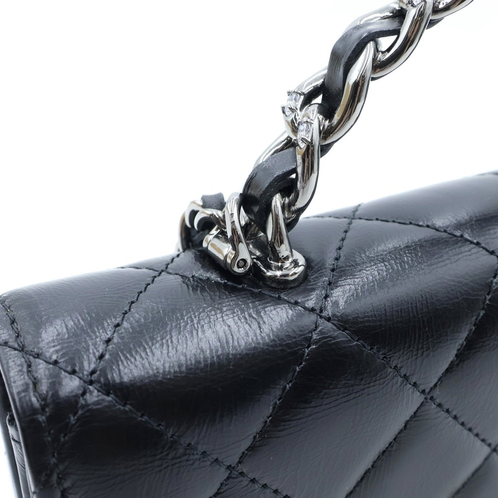 CHANEL(シャネル) マトラッセ チェーンショルダーバッグ ミニバッグ ブラック ラムスキン AP3566 シルバー金具 レディース