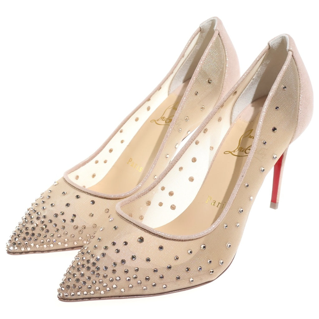 CHRISTIAN LOUBOUTIN(クリスチャンルブタン) フォリーズ ストラス レザー ポインテッドトゥ パンプス ピンヒール スティレットヒール #36 1/2 レディース
