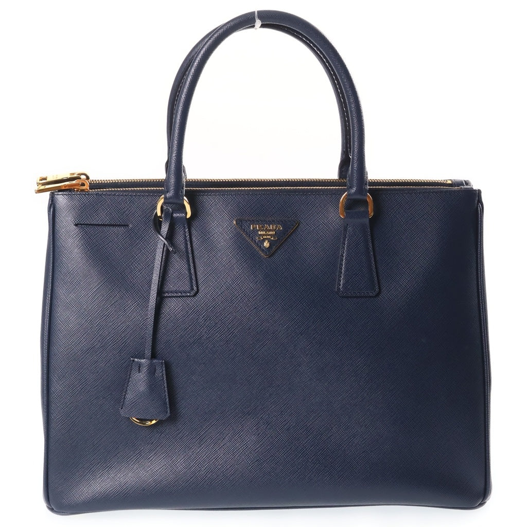 PRADA(プラダ) ガレリア サフィアーノ ハンドバッグ ネイビー ブルー レザー 1BA786 ゴールド金具 レディース