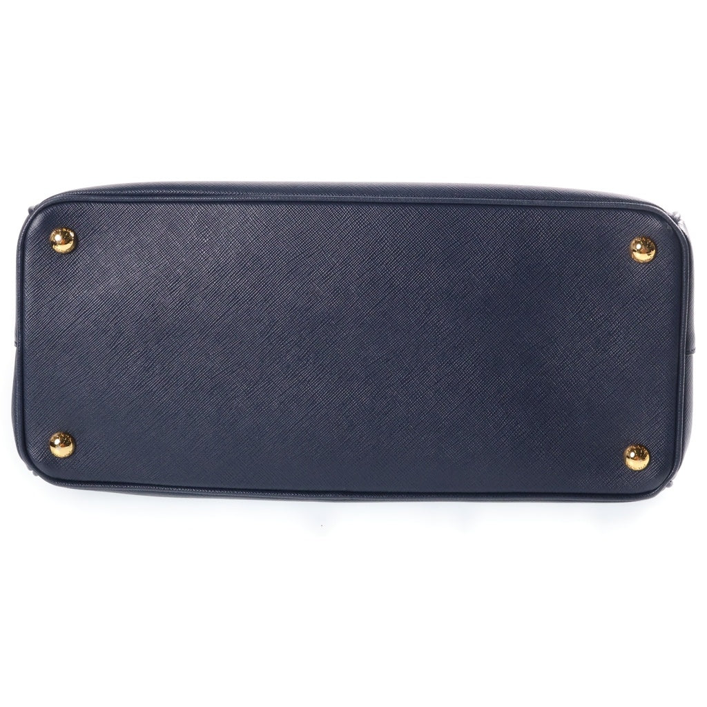 PRADA(プラダ) ガレリア サフィアーノ ハンドバッグ ネイビー ブルー レザー 1BA786 ゴールド金具 レディース