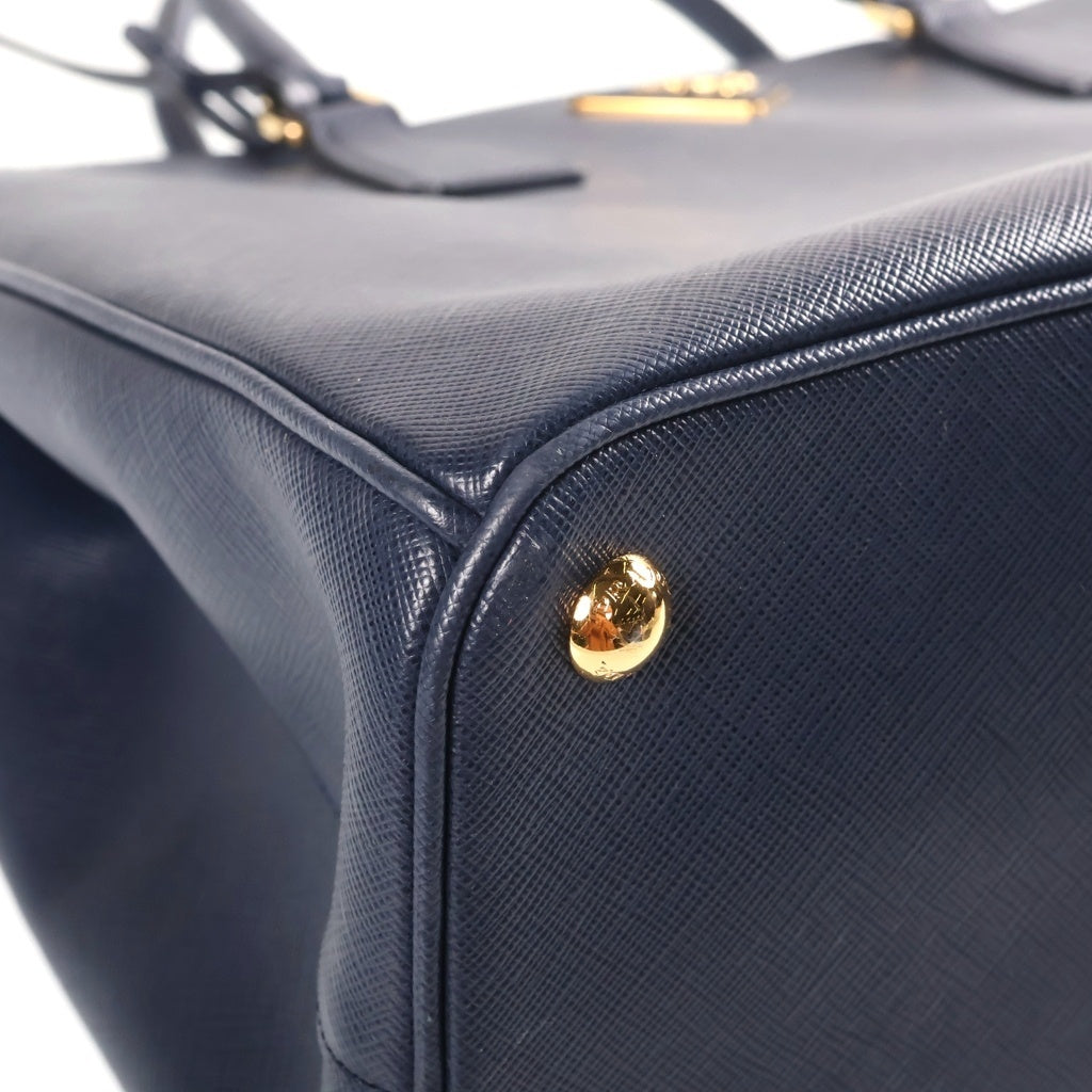 PRADA(プラダ) ガレリア サフィアーノ ハンドバッグ ネイビー ブルー レザー 1BA786 ゴールド金具 レディース