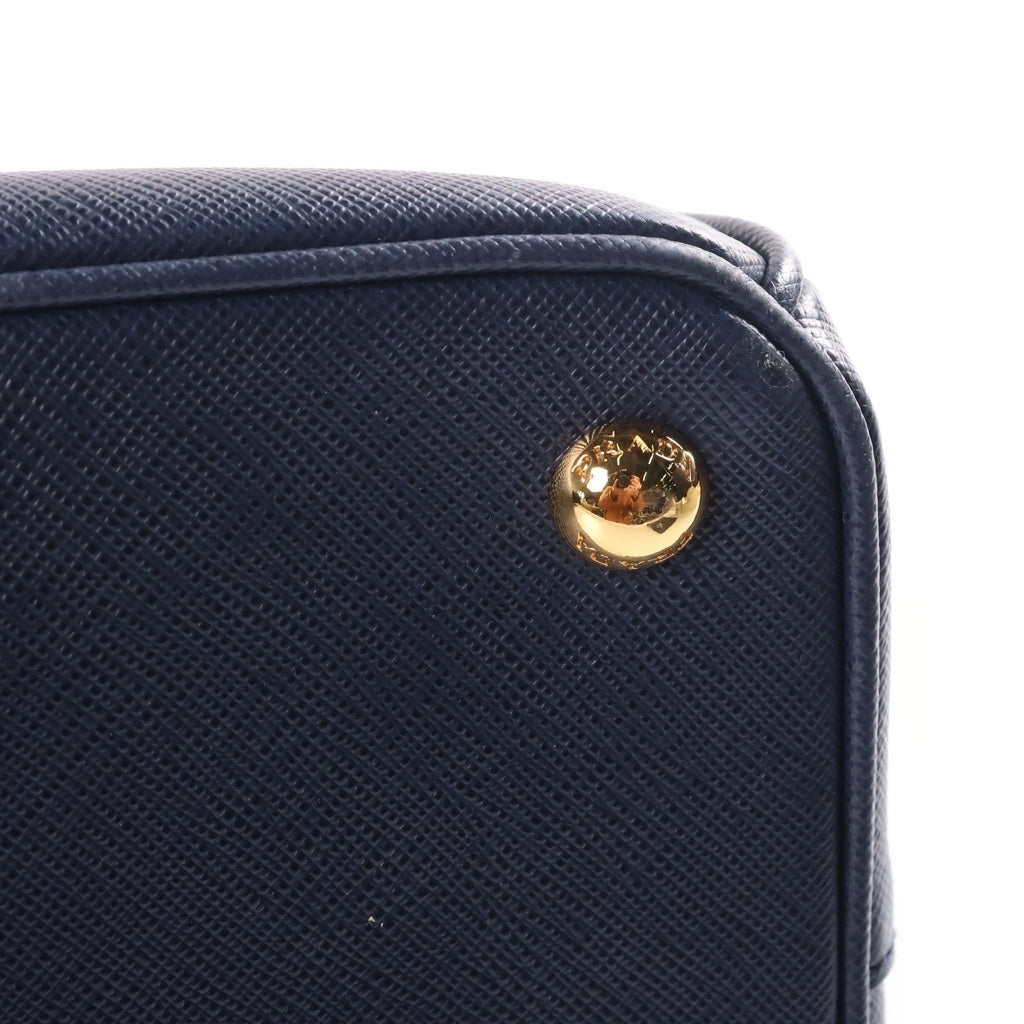 PRADA(プラダ) ガレリア サフィアーノ ハンドバッグ ネイビー ブルー レザー 1BA786 ゴールド金具 レディース
