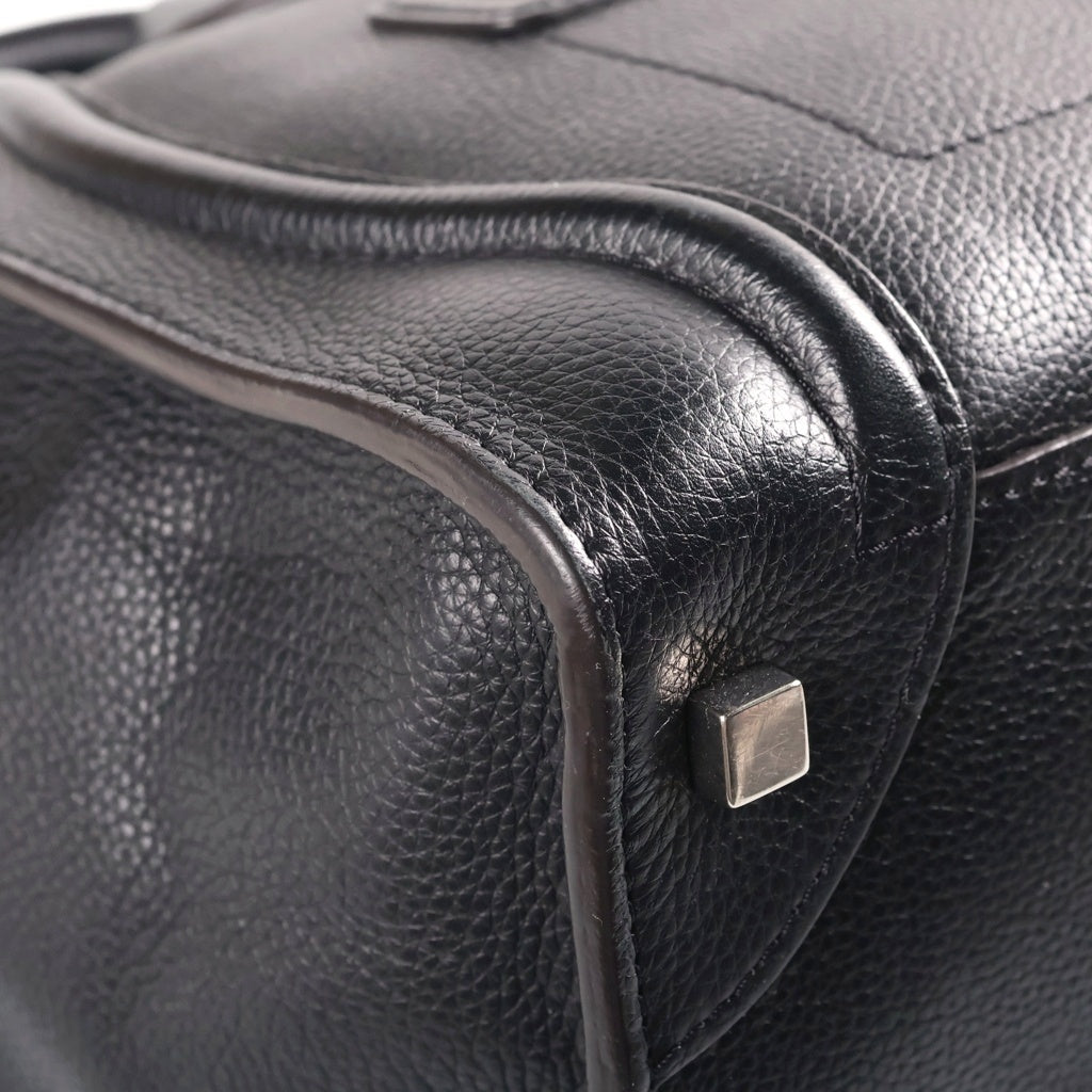 CELINE(セリーヌ) ラゲージ ミニショッパー ハンドバッグ ブラック レザー シルバー金具 レディース