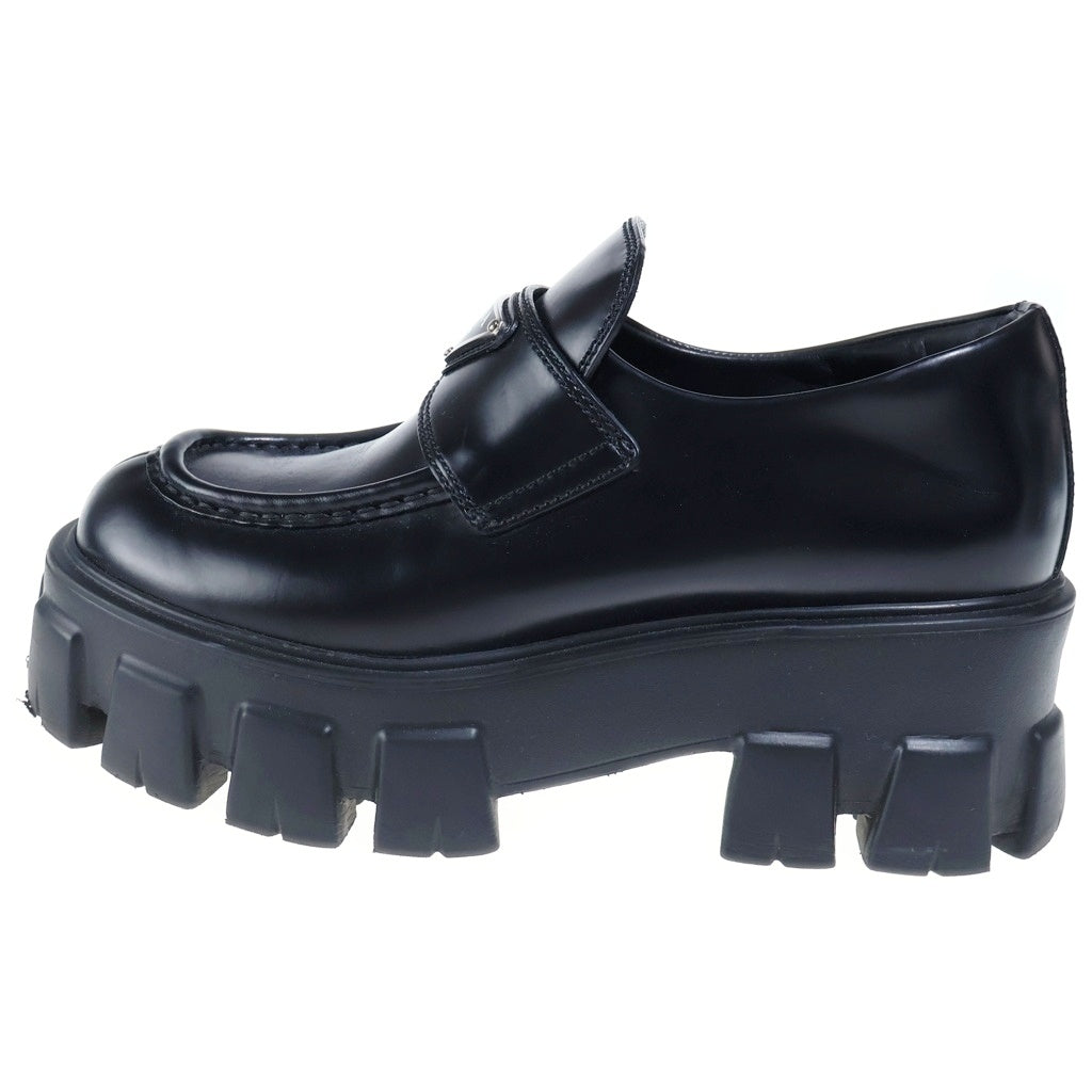 PRADA(プラダ) モノリスレザーローファー トライアングルロゴ ブラック #36 1D649M レディース
