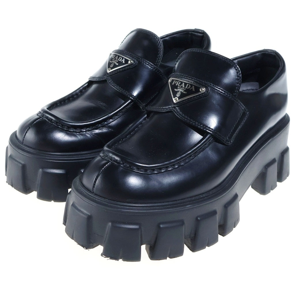 PRADA(プラダ) モノリスレザーローファー トライアングルロゴ ブラック #36 1D649M レディース