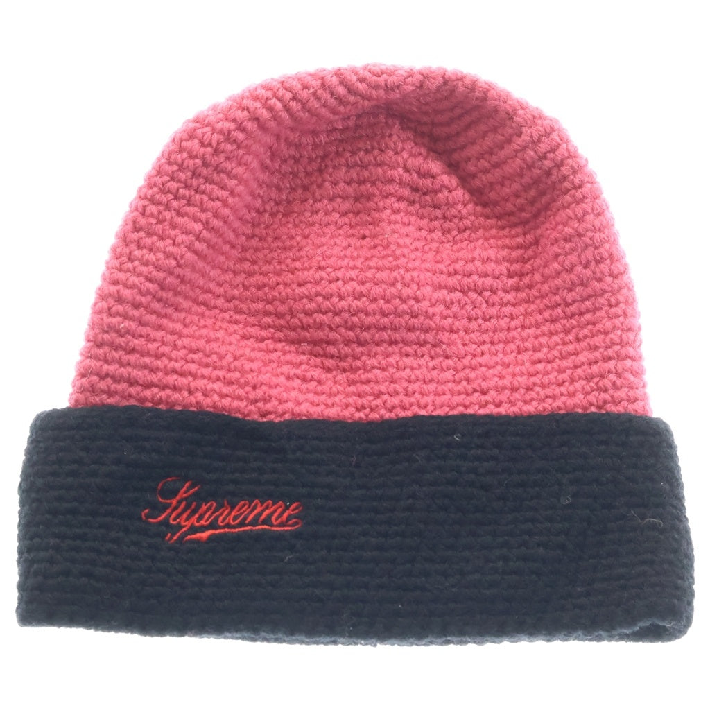 SUPREME(シュプリーム) 2-Tone Wool Beanie ビーニー ニットキャップ 帽子 ブラック/ピンク レディース