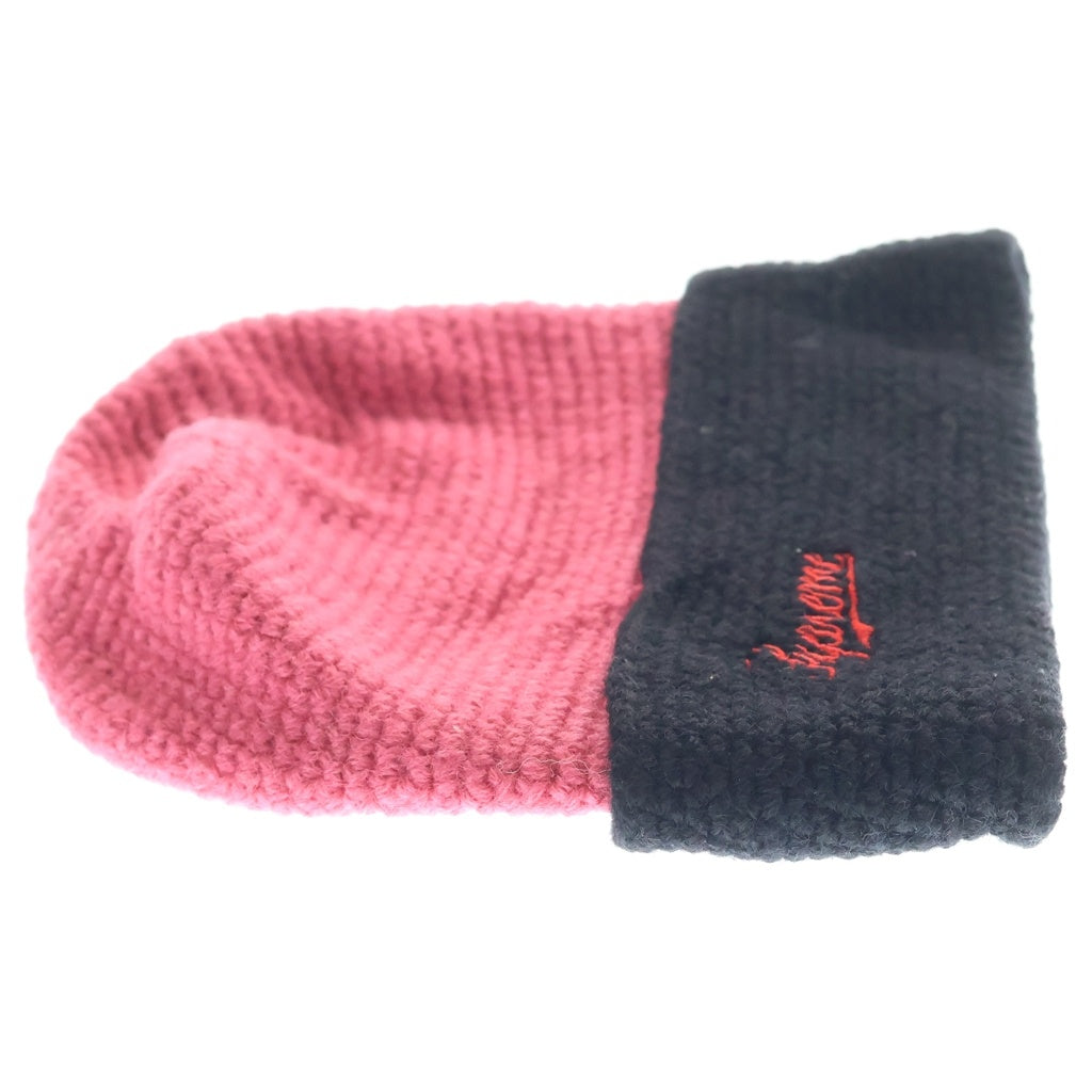 SUPREME(シュプリーム) 2-Tone Wool Beanie ビーニー ニットキャップ 帽子 ブラック/ピンク レディース