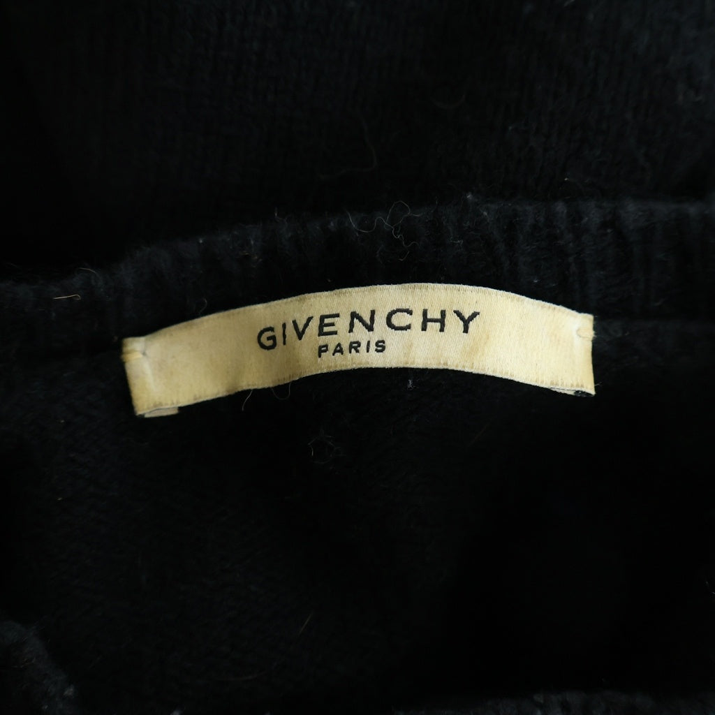 GIVENCHY(ジバンシィ) ニット 長袖 クロコ型押し レザーパッチ付き ウール ブラック 17F 7503 503