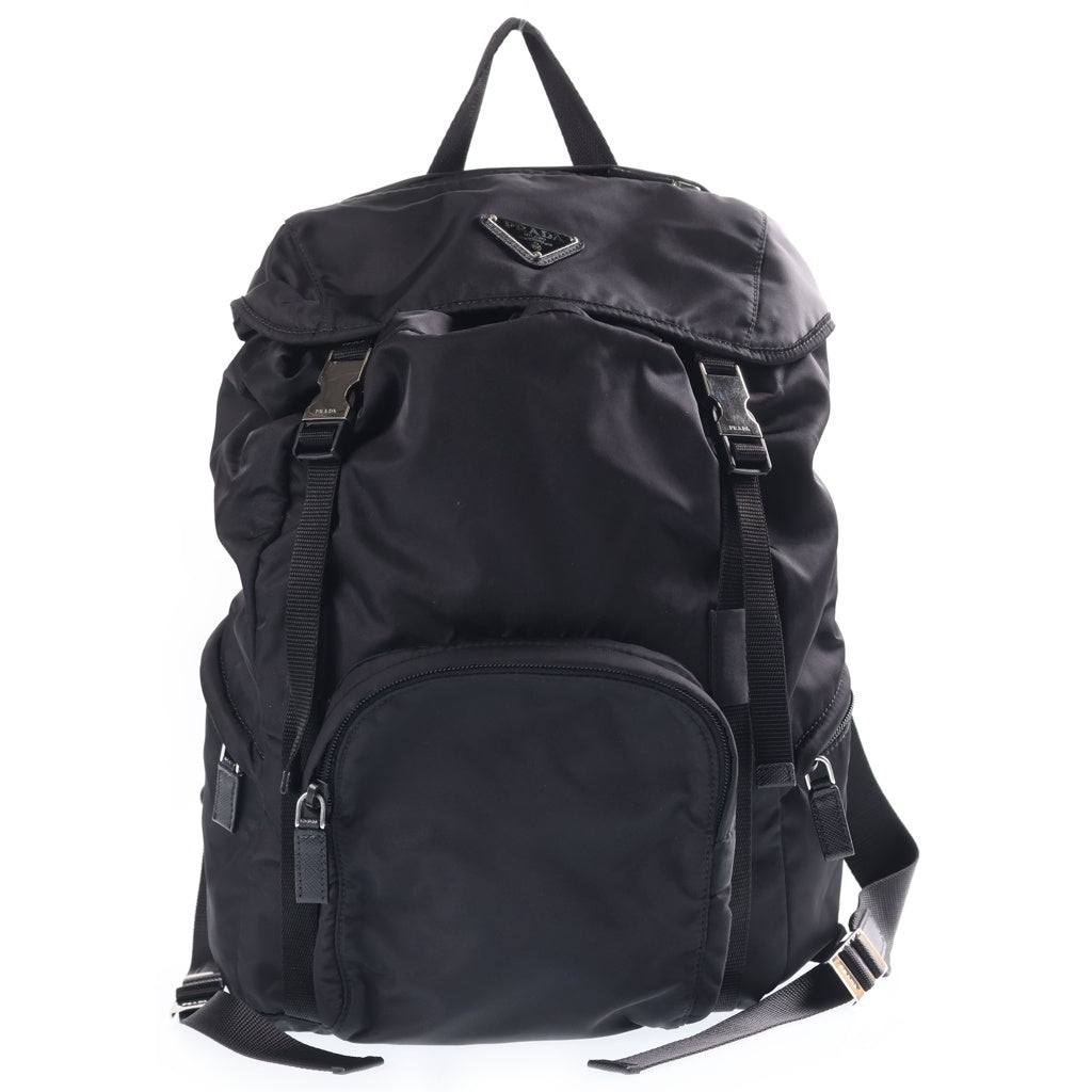 PRADA(プラダ) Re-Nylon バックパック リュックサック ブラック ナイロン×レザー 1BZ039 シルバー金具