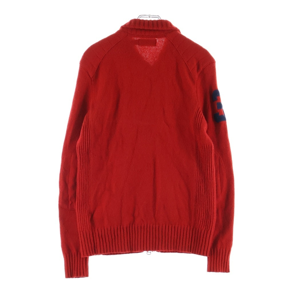 POLO RALPH LAUREN(ポロラルフローレン) ■BIG PONY ZIP UP JACKET スリーブナンバリングビックポニー刺繍ジップアップニットジャケット レッド
