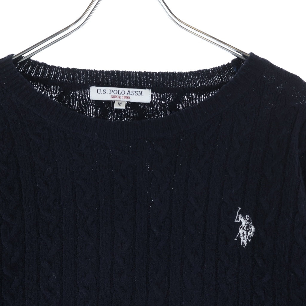 U.S. POLO ASSN.(ユーエスポロアッスン) ワンポイントニットセーター ネイビー #M レディース