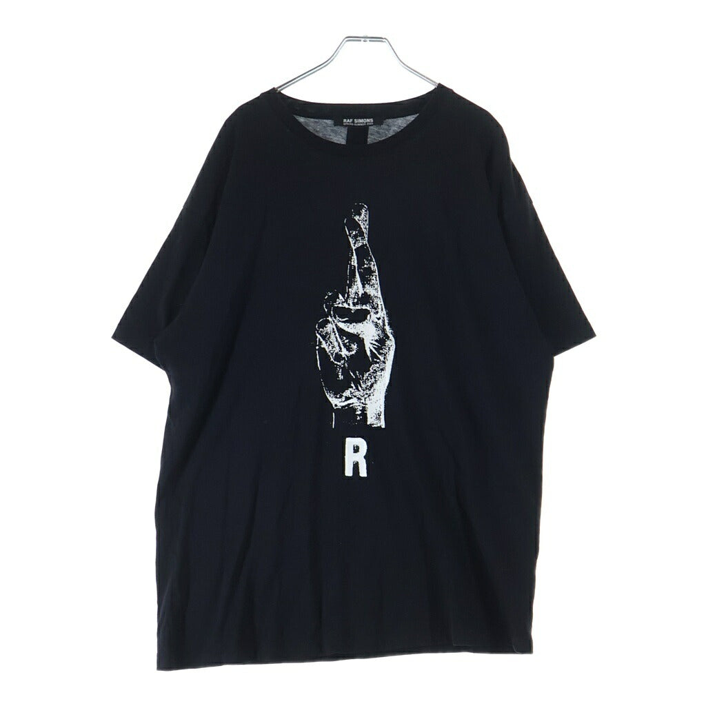 RAF SIMONS(ラフシモンズ) 23SS Oversized T-shirt with hand sign print ハンドサインプリントTシャツ ブラック #L 231-M119