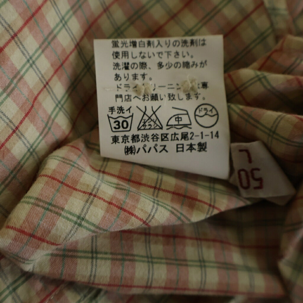 PAPAS(パパス) ■チェック柄長袖シャツ ピンク #L