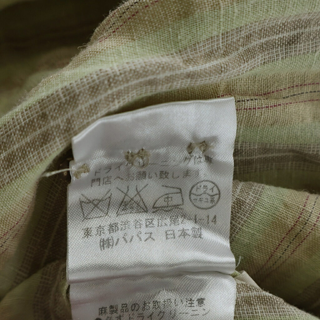 PAPAS(パパス) ■リネンコットンボタンダウン半袖シャツ ストライプ ベージュ #L