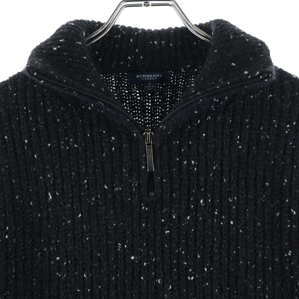 BURBERRY(バーバリー) カシミヤ混ハーフジップタートルネックニットセーター ブラック #L BAT08-307-09