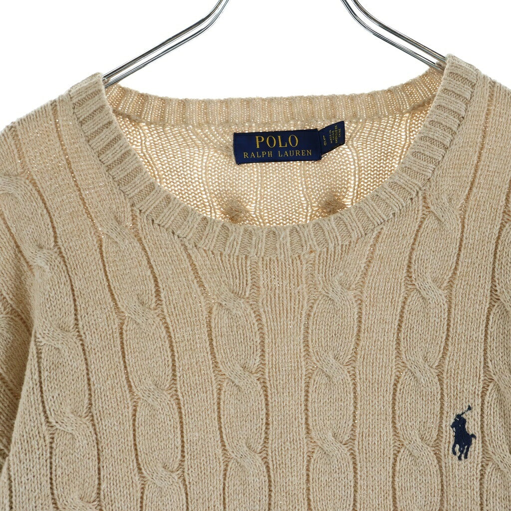POLO RALPH LAUREN(ポロラルフローレン) ワンポイント刺繍ローゲージニットセーター ベージュ #L