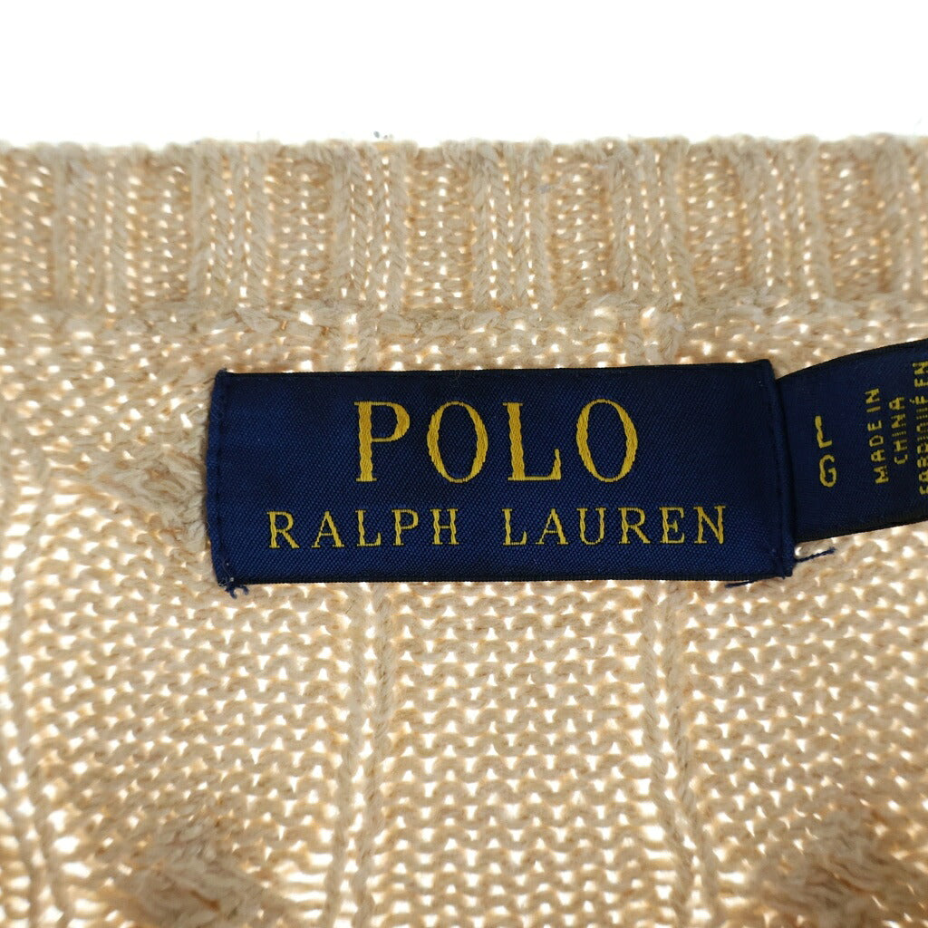 POLO RALPH LAUREN(ポロラルフローレン) ワンポイント刺繍ローゲージニットセーター ベージュ #L