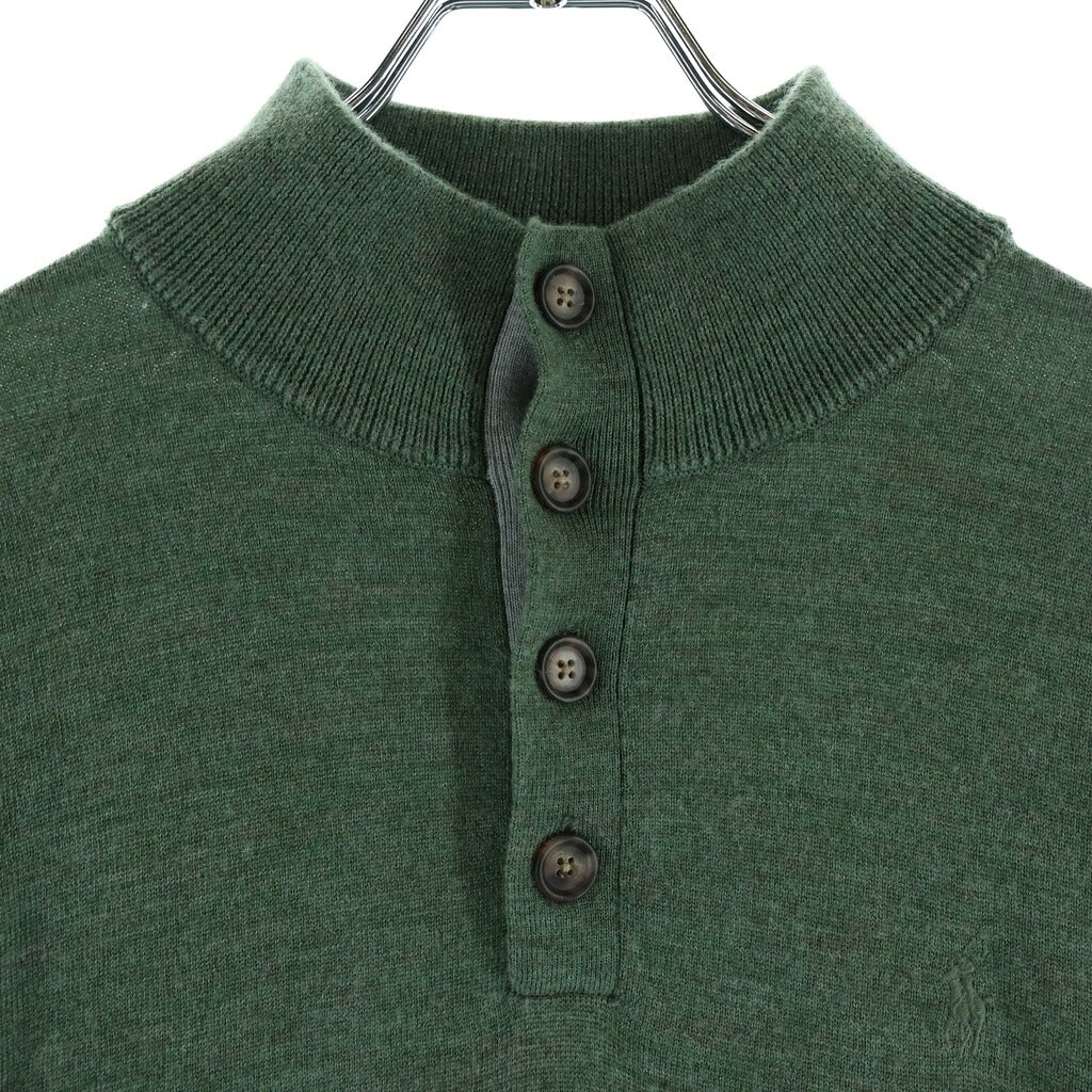 Polo GOLF Ralph Lauren(ポロゴルフラルフローレン) ワンポイント刺繍ハーフボタンウールニットセーター グリーン #L