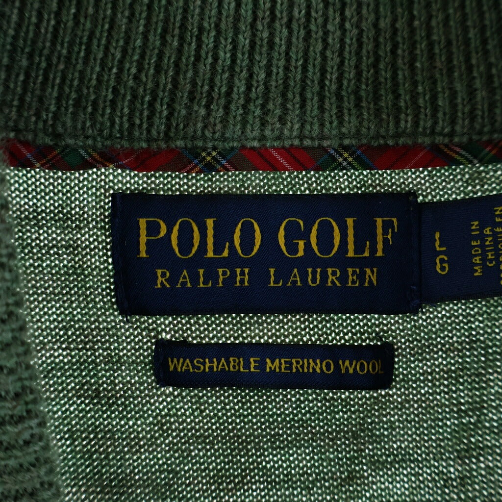 Polo GOLF Ralph Lauren(ポロゴルフラルフローレン) ワンポイント刺繍ハーフボタンウールニットセーター グリーン #L