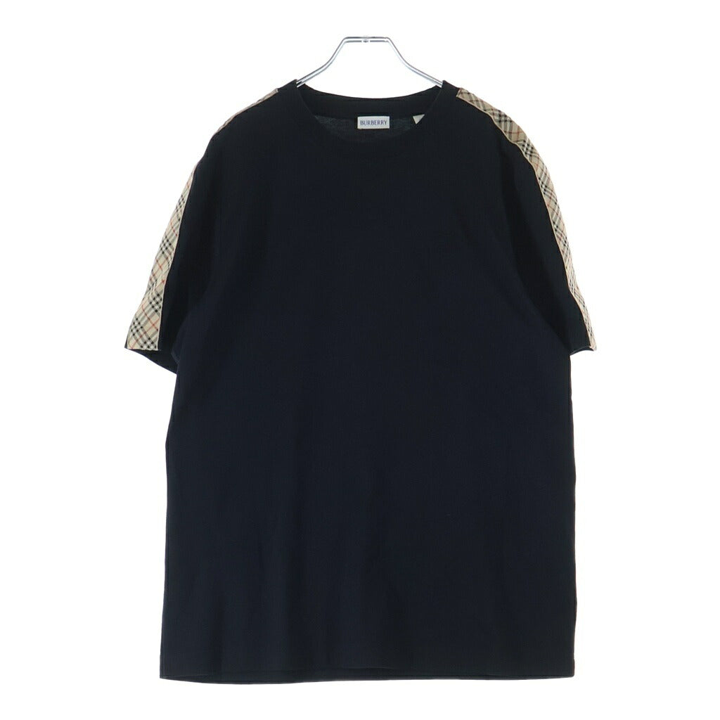BURBERRY(バーバリー) ノヴァチェック切り替えワンポイントロゴ刺繍半袖Tシャツ ブラック #XL 8106248