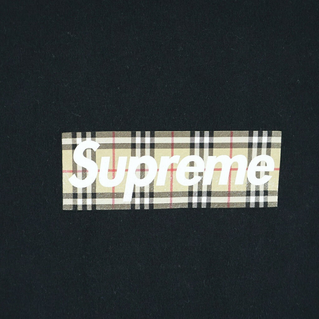 SUPREME(シュプリーム) 22SS ×BURBERRY Box Logo Tee バーバリー ノバチェック ボックスロゴ クルーネック半袖Tシャツ カットソー ブラック #M