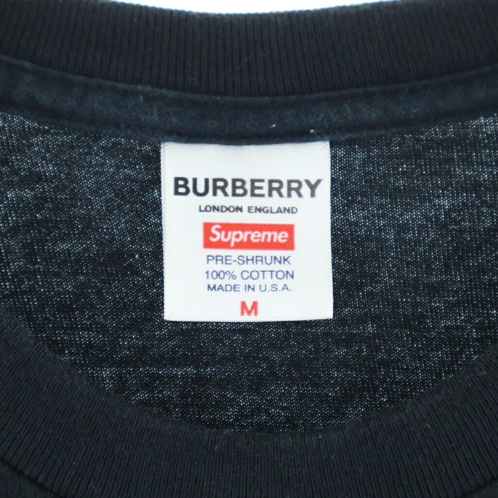 SUPREME(シュプリーム) 22SS ×BURBERRY Box Logo Tee バーバリー ノバチェック ボックスロゴ クルーネック半袖Tシャツ カットソー ブラック #M