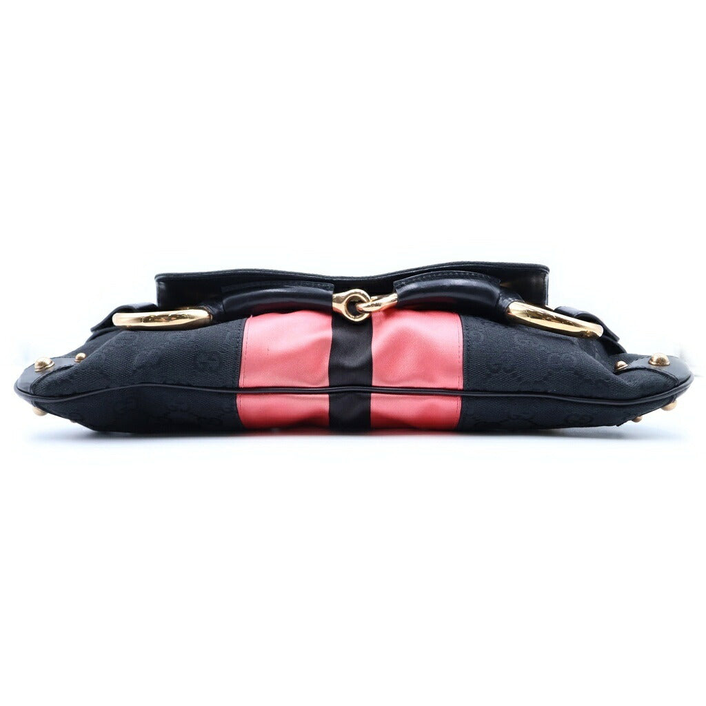 GUCCI(グッチ) ホースビット GGキャンバス チェーンクラッチバッグ ワンショルダーバッグ ブラック 129698