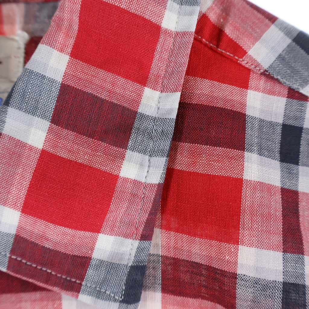 PENNEYS TOWNCRAFT(ぺニーズタウンクラフト) 50S VINTAGE OPEN COLOR CHECK L/S SHIRT オープンカラー チェック 開襟長袖シャツ レッド/ホワイト