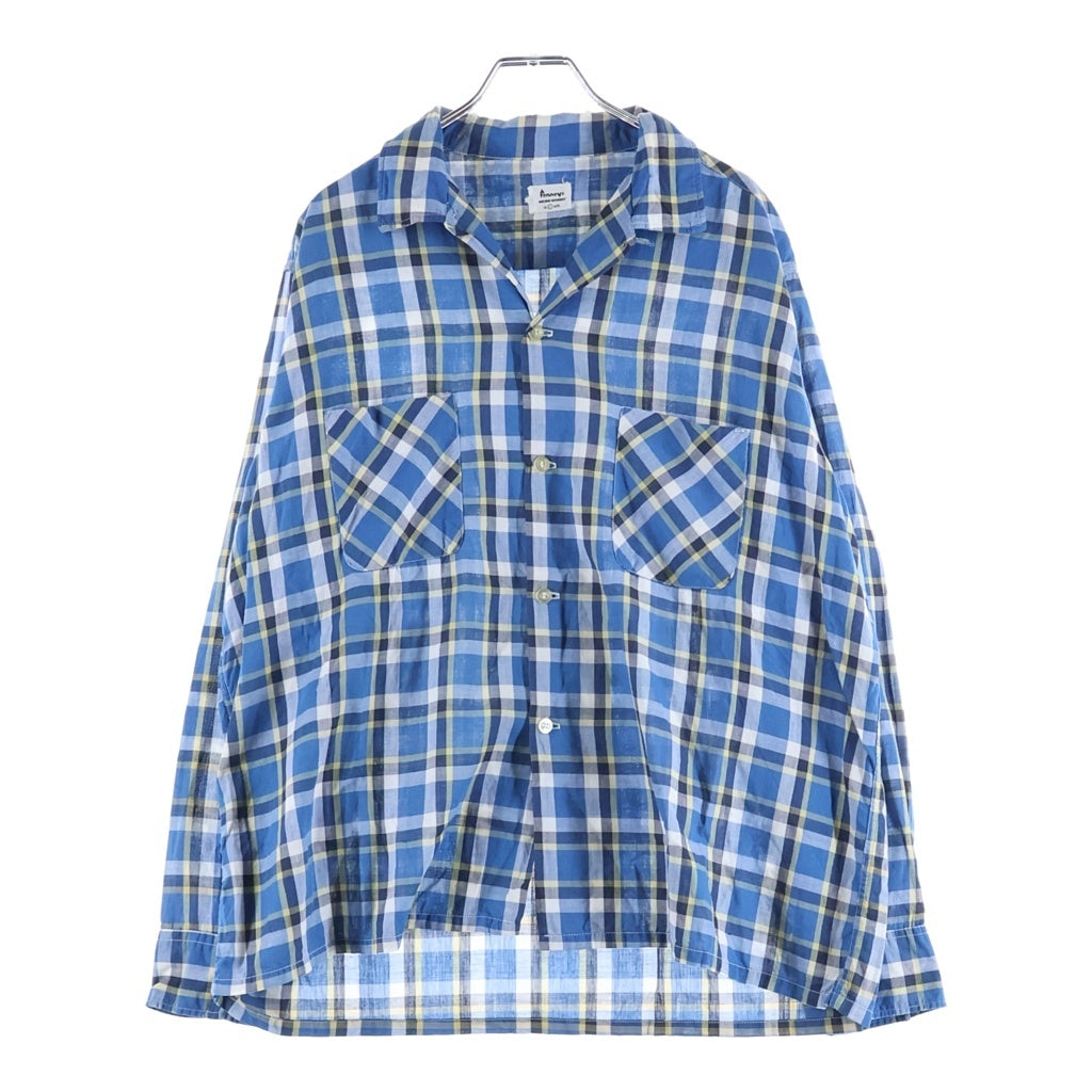 PENNEY'S(ぺニーズ) 60S VINTAGE OPEN COLOR CHECK L/S SHIRT オープンカラー チェック 開襟長袖シャツ ブルー/ホワイト