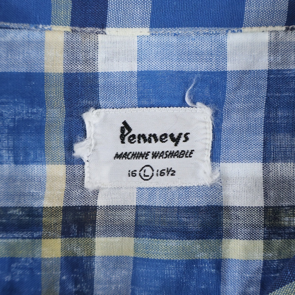 PENNEY'S(ぺニーズ) 60S VINTAGE OPEN COLOR CHECK L/S SHIRT オープンカラー チェック 開襟長袖シャツ ブルー/ホワイト