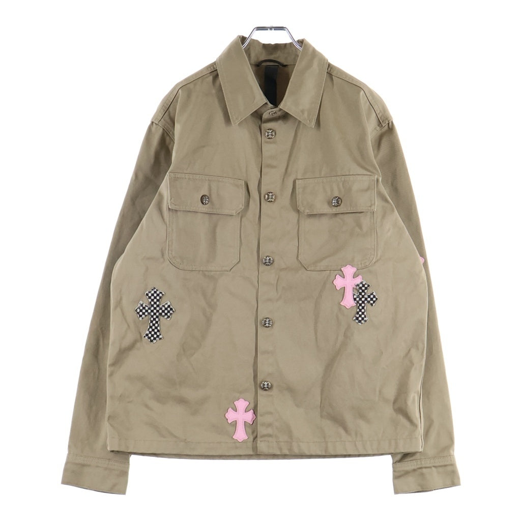 CHROME HEARTS(クロムハーツ) WORK DOG クロスパッチ付きクロスボールシャツジャケット ベージュ/ピンク
