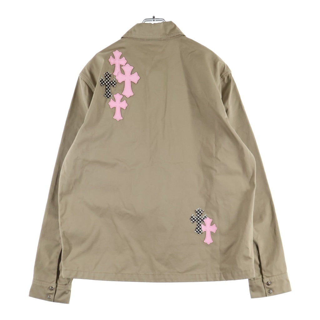 CHROME HEARTS(クロムハーツ) WORK DOG クロスパッチ付きクロスボールシャツジャケット ベージュ/ピンク