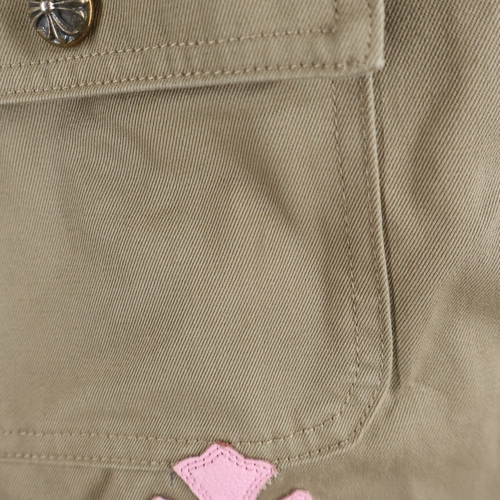 CHROME HEARTS(クロムハーツ) WORK DOG クロスパッチ付きクロスボールシャツジャケット ベージュ/ピンク
