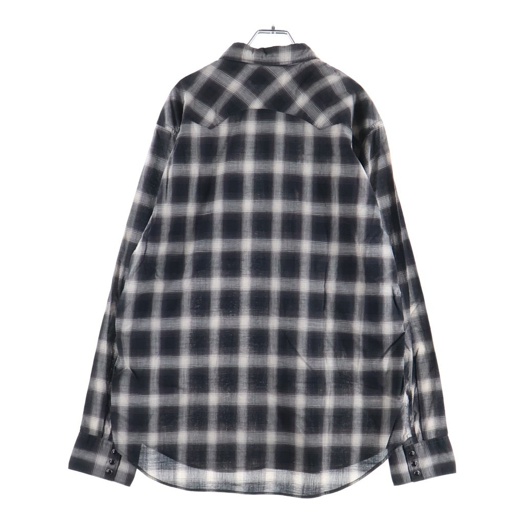 RRL(ダブルアールエル) MONOTONE OMBRE CHECK WESTERN L/S SHIET モノトーン オンブレチェック ウエスタン 長袖シャツ ブラック/ホワイト