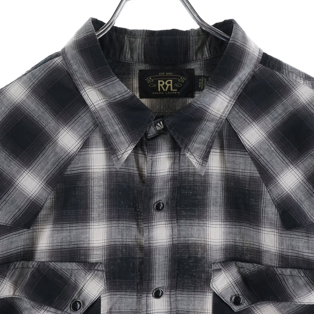 RRL(ダブルアールエル) MONOTONE OMBRE CHECK WESTERN L/S SHIET モノトーン オンブレチェック ウエスタン 長袖シャツ ブラック/ホワイト