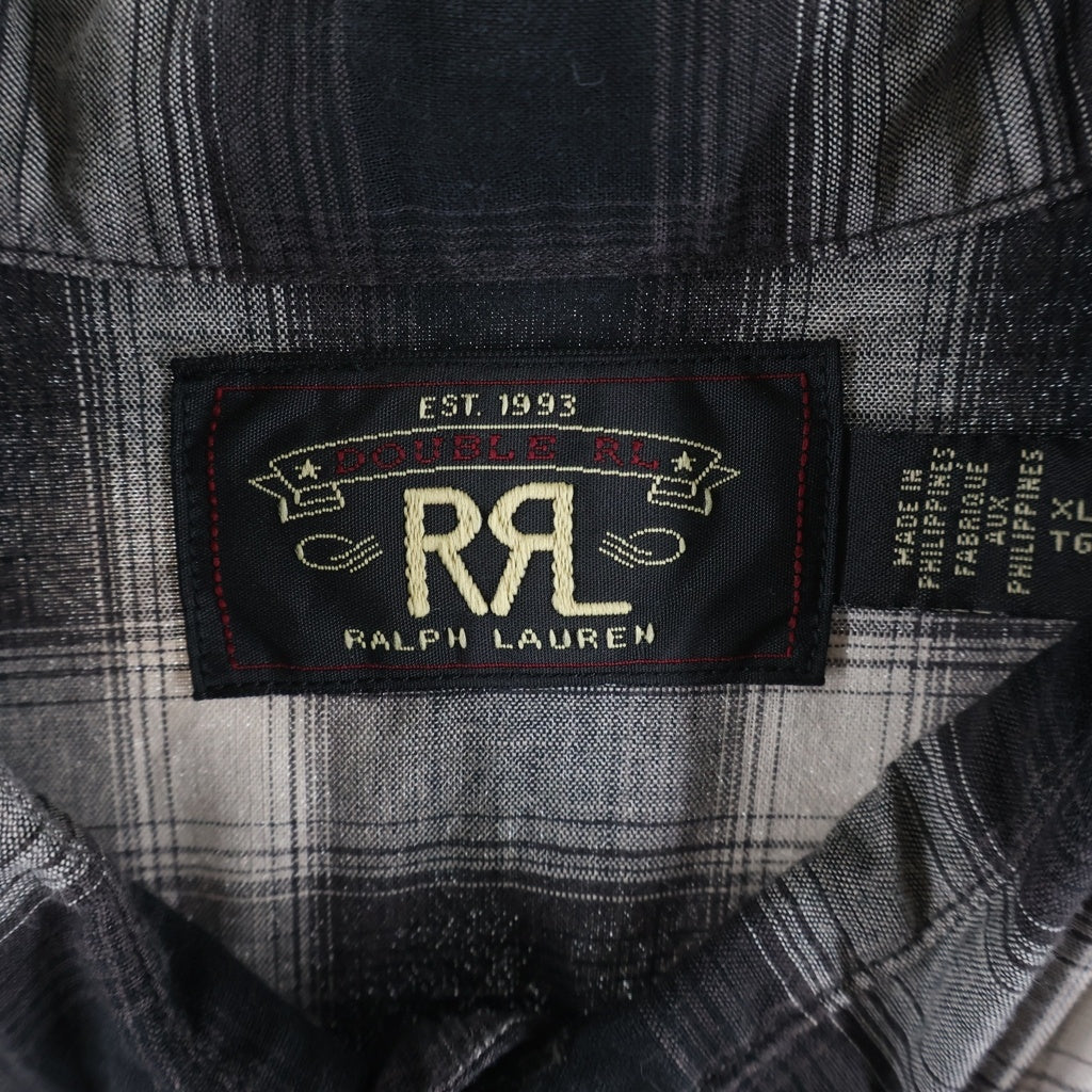 RRL(ダブルアールエル) MONOTONE OMBRE CHECK WESTERN L/S SHIET モノトーン オンブレチェック ウエスタン 長袖シャツ ブラック/ホワイト