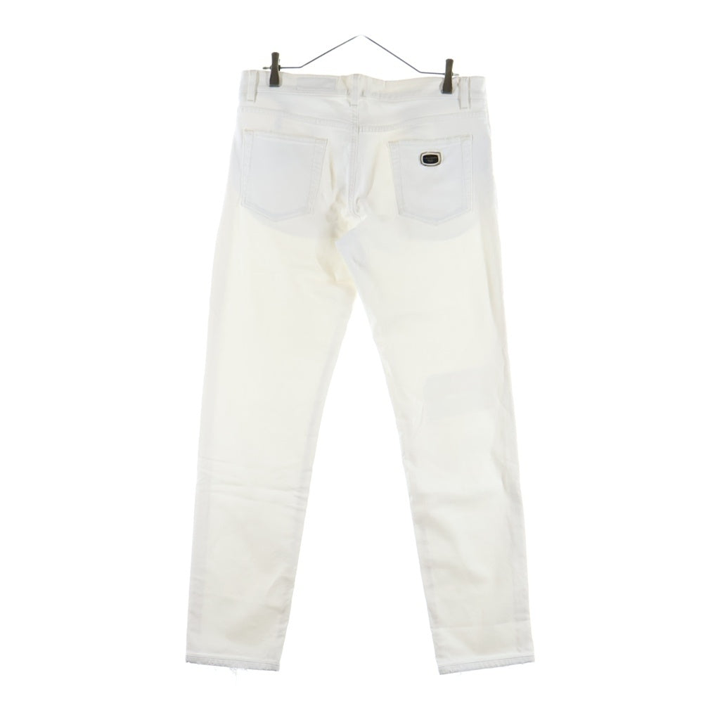 DOLCE & GABBANA(ドルチェアンドガッバーナ) DISTRESSED STRAIGHT DENIM PANTS クラッシュ加工 デニム ストレート パンツ ホワイト G6XOCD