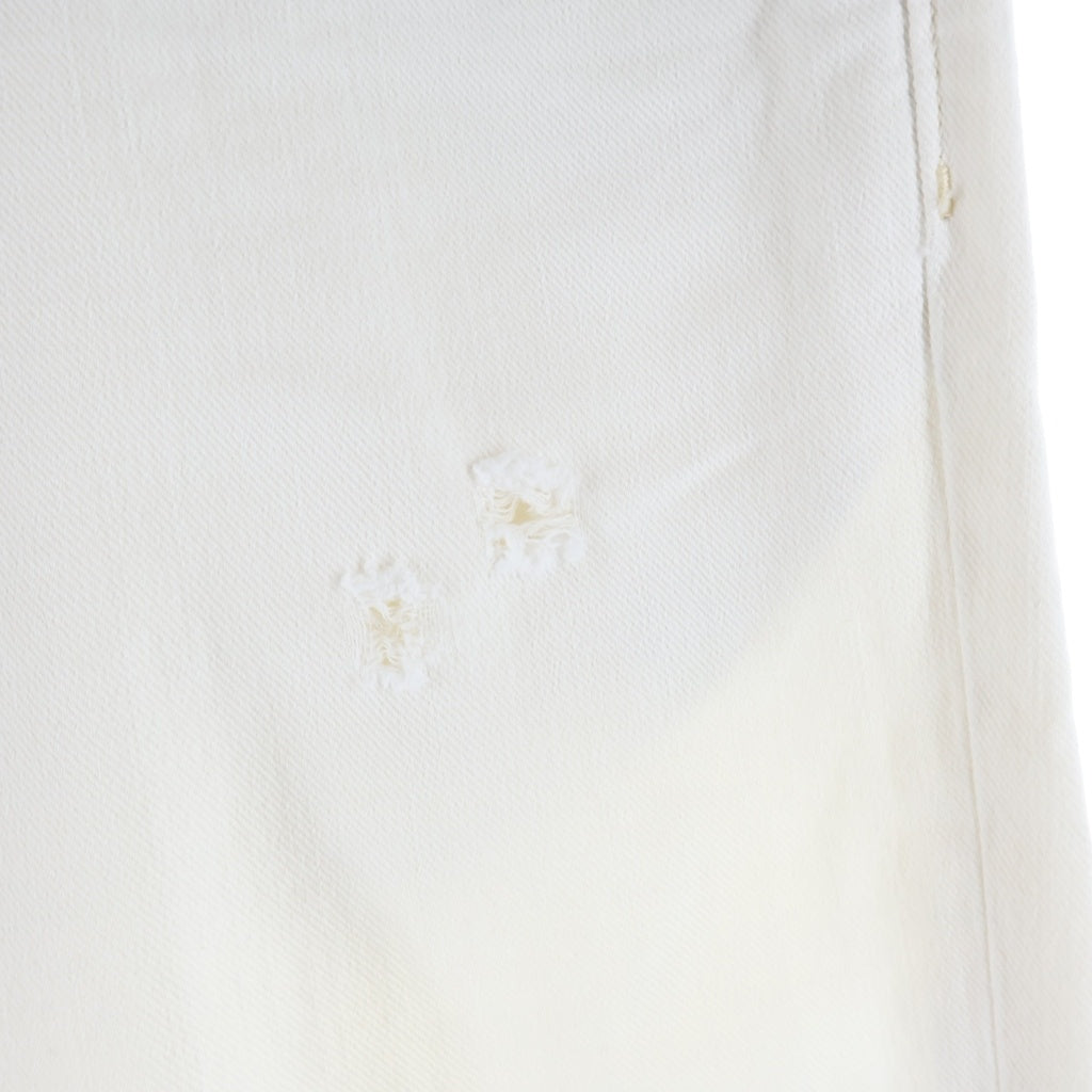 DOLCE & GABBANA(ドルチェアンドガッバーナ) DISTRESSED STRAIGHT DENIM PANTS クラッシュ加工 デニム ストレート パンツ ホワイト G6XOCD