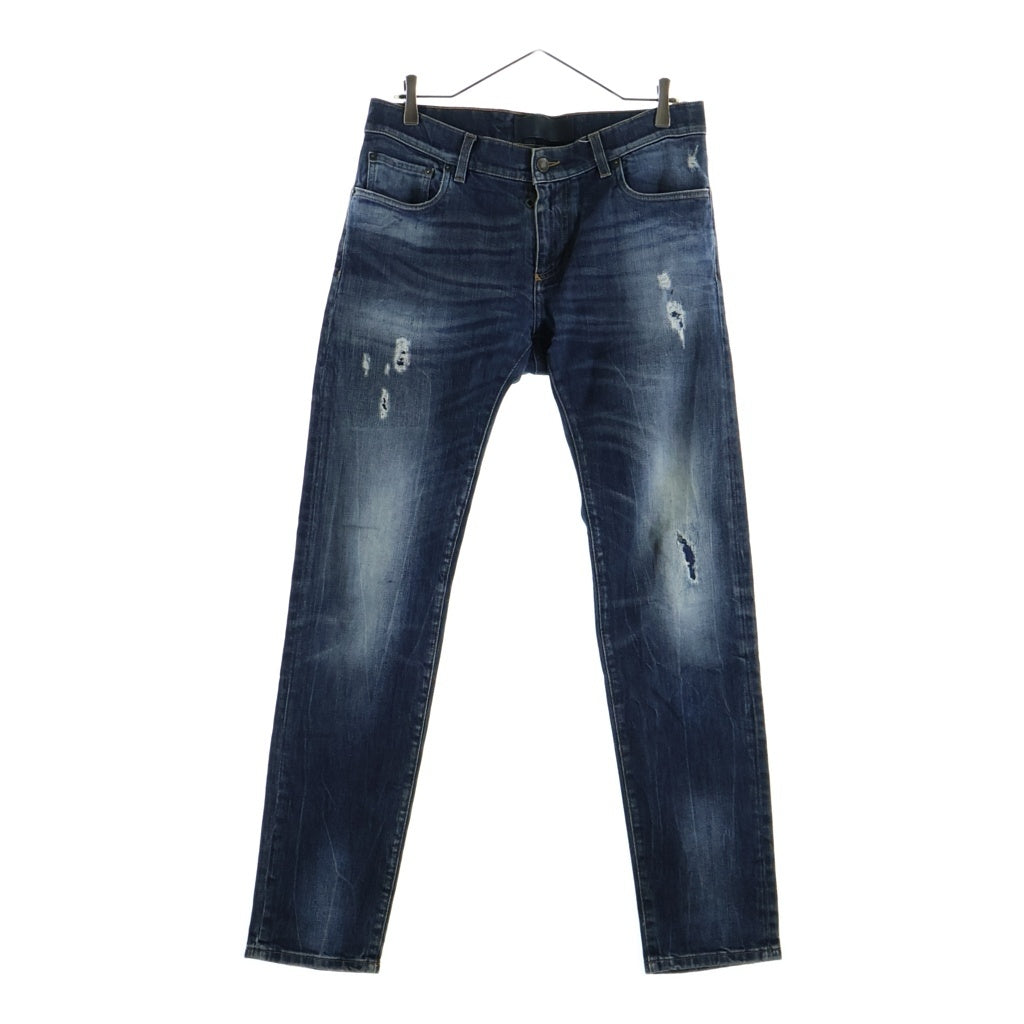 DOLCE & GABBANA(ドルチェアンドガッバーナ) 00S DAMAGED DENIM SKINNY PANTS ダメージ加工 デニム スキニー パンツ インディゴ