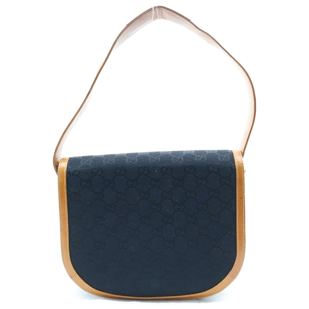 GUCCI(グッチ) ヴィンテージ オールド GGキャンバス ターンロック ワンショルダーバック イタリア製 ネイビー/ブラウン