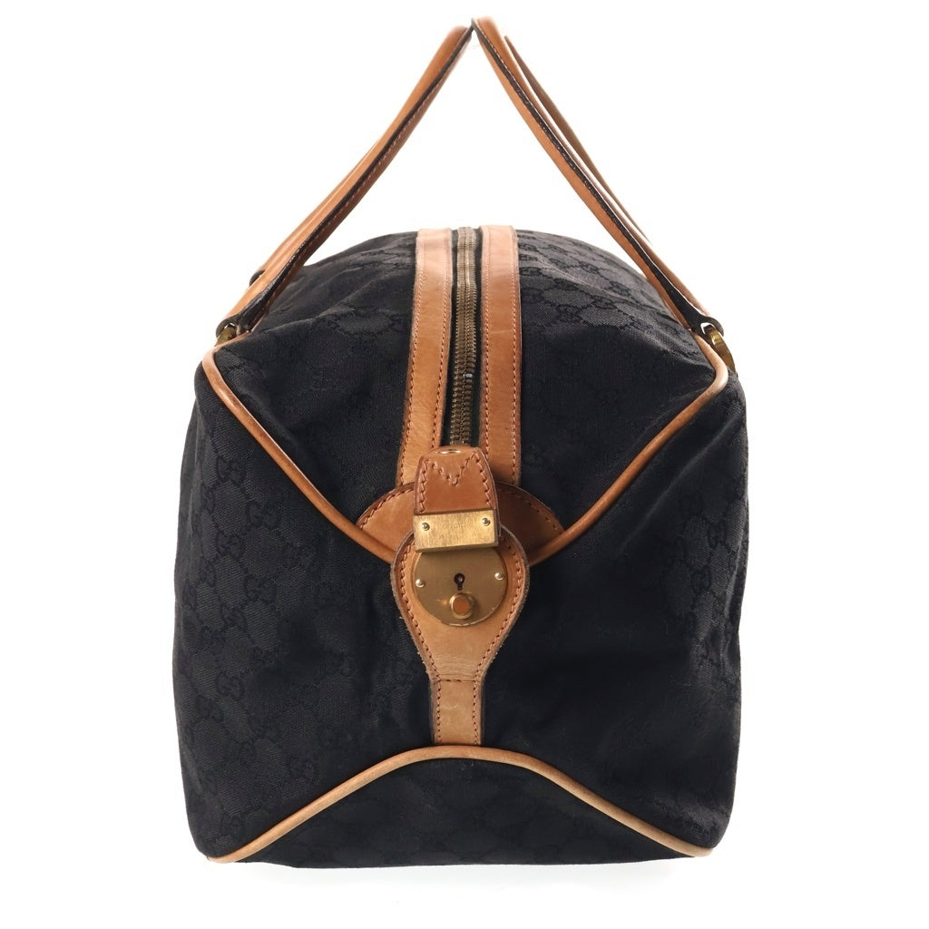 GUCCI(グッチ) ヴィンテージ オールド GGキャンバス レザーハンドル ボストンバッグ イタリア製 ブラック/ブラウン