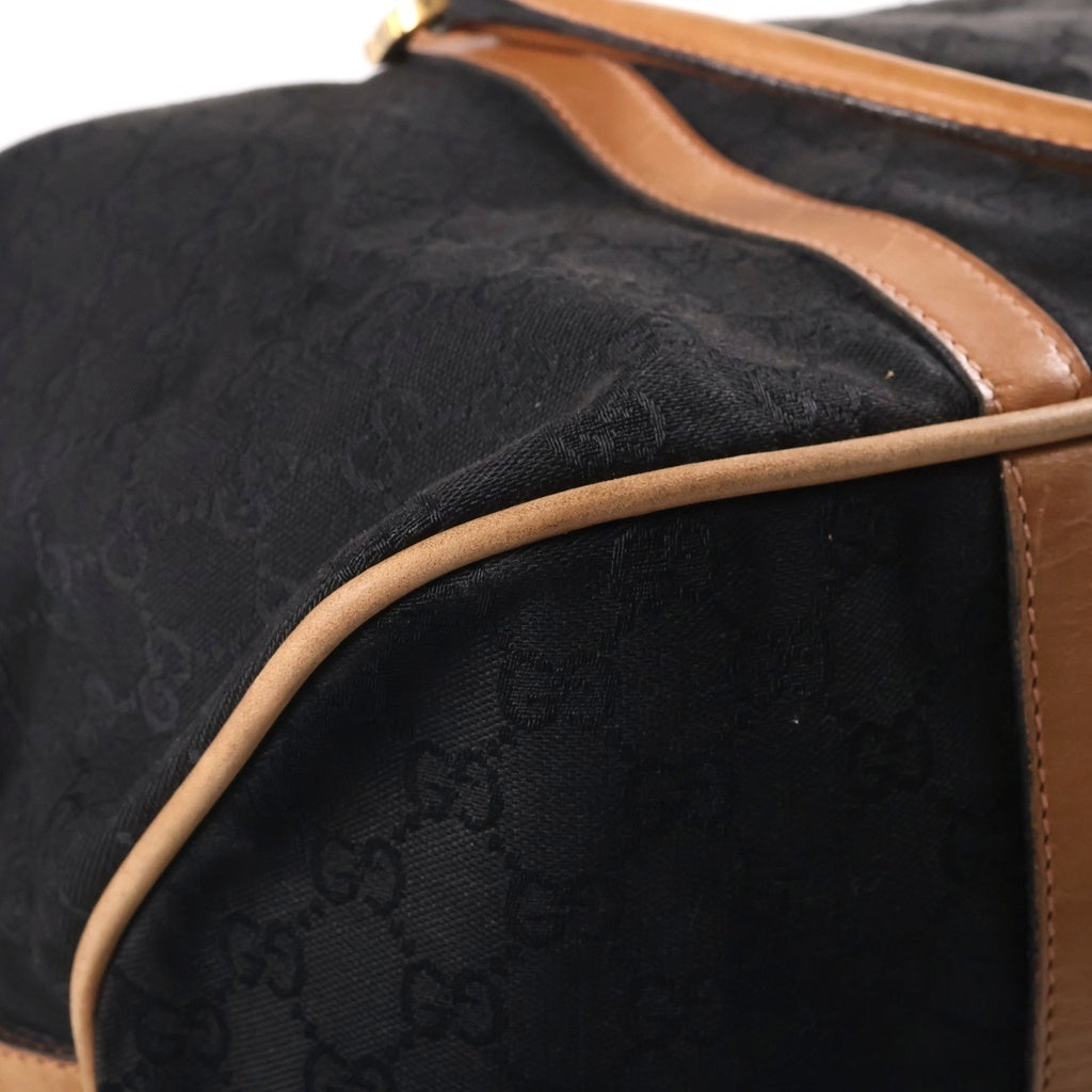 GUCCI(グッチ) ヴィンテージ オールド GGキャンバス レザーハンドル ボストンバッグ イタリア製 ブラック/ブラウン