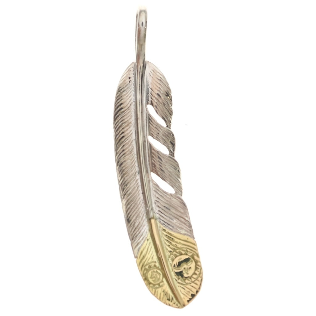 TADY & KING(タディアンドキング) K18剣先 特大SVフェザー ペンダントトップ 左向き シルバー/ゴールド