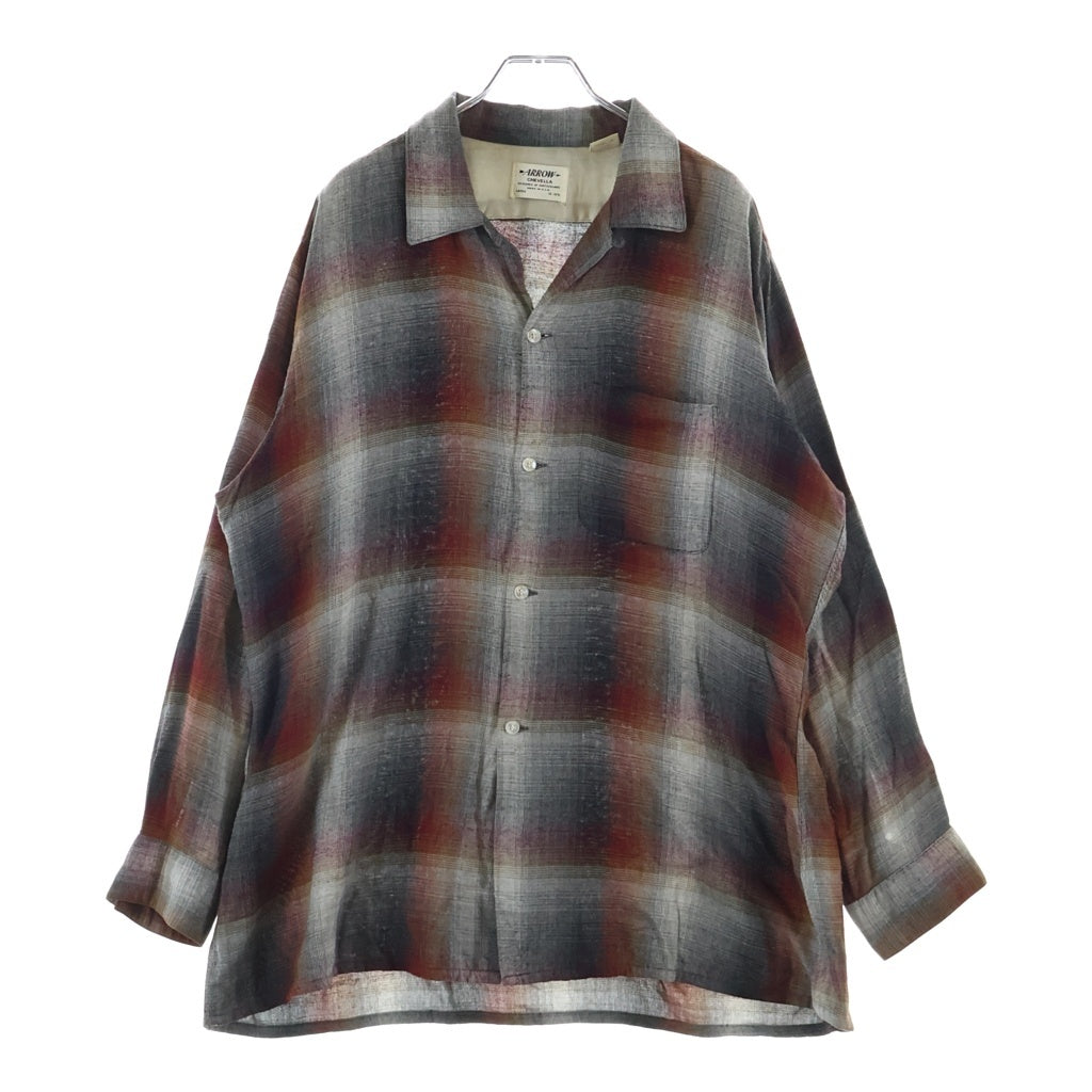 VINTAGE(ヴィンテージ) 50-60S ARROW CHEVELLA OMBRE CHECK RAYON L/S SHIRT オンブレチェック レーヨン長袖シャツ レッド/グレー/ブラック