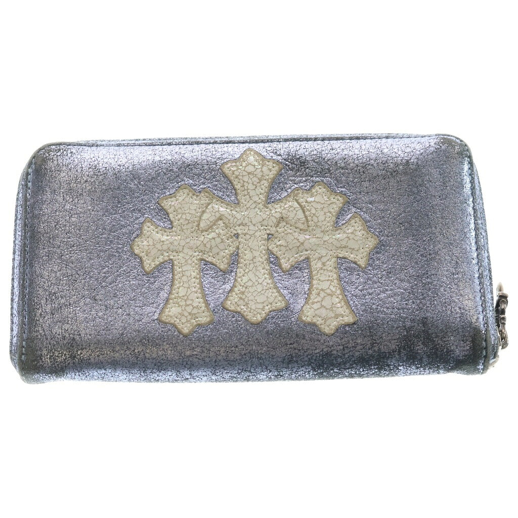 CHROME HEARTS(クロムハーツ) LONG WALLET WITH 3 CEMETERY CROSS PATCHES REC F ZIP 3セメタリー クロスパッチ 長財布 シルバー