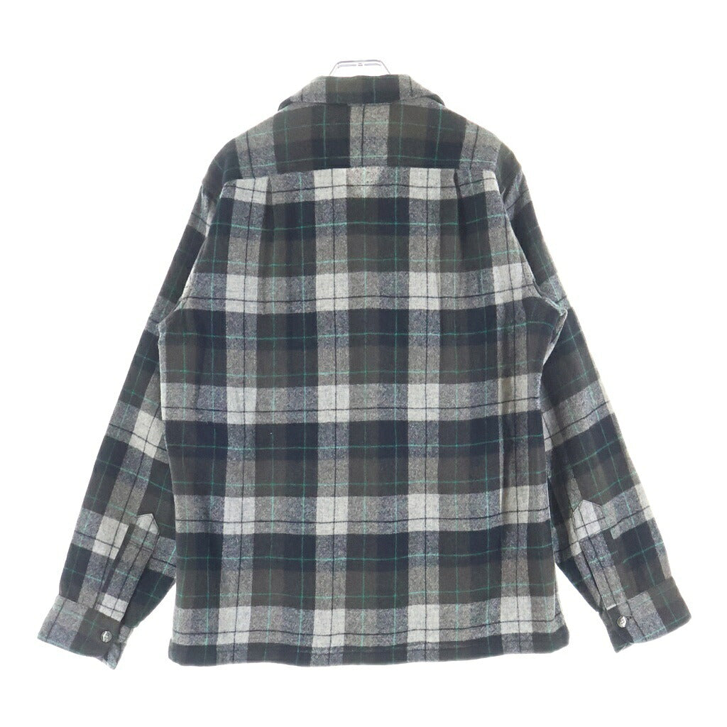 PENDLETON(ペンドルトン) 50S VINTAGE WOOL OPEN COLLAR CHECK SHIRT ヴィンテージ ウール オープンカラーチェックシャツ ブラック/グリーン